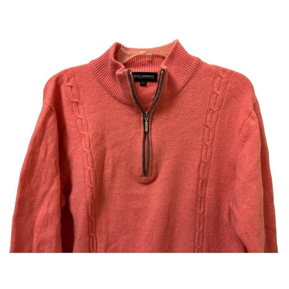 Men's Vintage Large Bon Giovane 1/4 Zip Pullover Knitted Pink Sweater - Picture 1 of 8